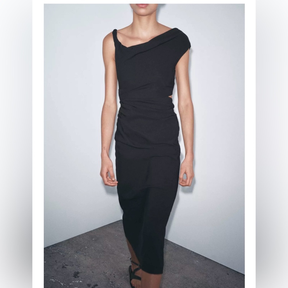 Zara Black Asymmetrical Sheath Dress Cocktail